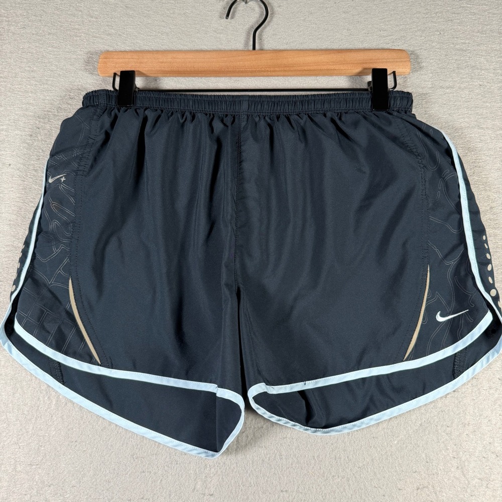 Nike Fit Dry Womens Navy Blue Running Shorts Graphic Trim 257731-475 Size L